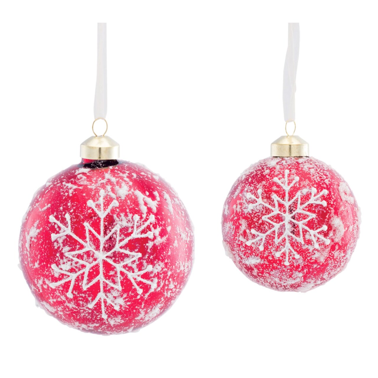 Contemporary Home Living Set of 6 Red and White Glass Christmas Ball Ornaments 4" (100mm)